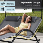  - Outdoor Dual Rocker Sunbed 2 - Person Canopied Patio Lounger with Detachable Headrests - Outdoor Style Company