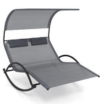  - Outdoor Dual Rocker Sunbed 2 - Person Canopied Patio Lounger with Detachable Headrests - Outdoor Style Company