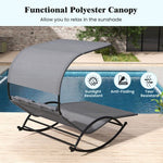  - Outdoor Dual Rocker Sunbed 2 - Person Canopied Patio Lounger with Detachable Headrests - Outdoor Style Company