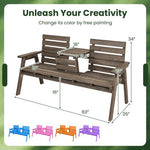  - Outdoor Fir Wood Bench with Foldable Middle Table - Outdoor Style Company