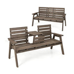  - Outdoor Fir Wood Bench with Foldable Middle Table - Outdoor Style Company