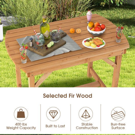  - Outdoor Fir Wood Dining Table with 1.5 Inch Umbrella Hole - Outdoor Style Company