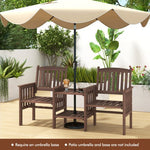  - Outdoor Fir Wood Loveseat with 2 - Tier Side Table and 1.96" Umbrella Hole - Outdoor Style Company