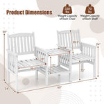  - Outdoor Fir Wood Loveseat with 2 - Tier Side Table and 1.96" Umbrella Hole - Outdoor Style Company