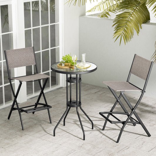  - Outdoor Folding Bar Height Stool Set of 4 with Metal Frame and Footrest - Outdoor Style Company