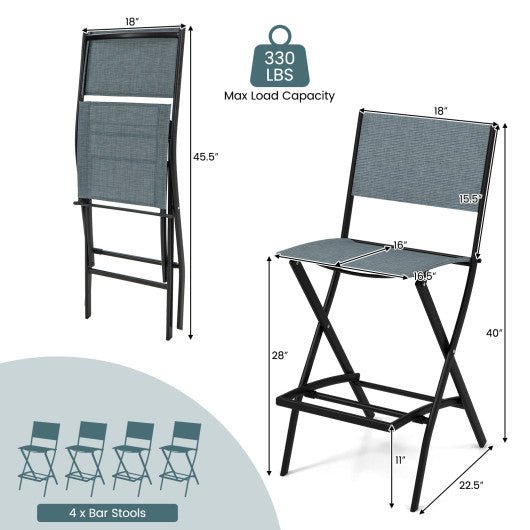  - Outdoor Folding Bar Height Stool Set of 4 with Metal Frame and Footrest - Outdoor Style Company