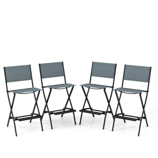  - Outdoor Folding Bar Height Stool Set of 4 with Metal Frame and Footrest - Outdoor Style Company