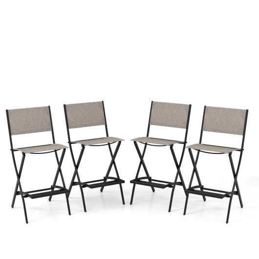  - Outdoor Folding Bar Height Stool Set of 4 with Metal Frame and Footrest - Outdoor Style Company