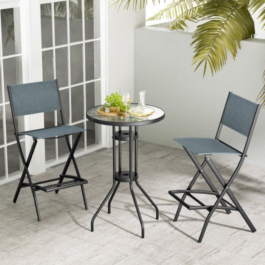  - Outdoor Folding Bar Height Stool Set of 4 with Metal Frame and Footrest - Outdoor Style Company