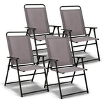  - Outdoor Folding Sling Chairs Set of 4 with Armrest and Backrest - Outdoor Style Company