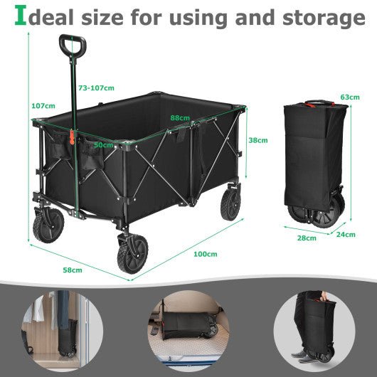  - Outdoor Folding Wagon Cart with Adjustable Handle and Universal Wheels - Outdoor Style Company