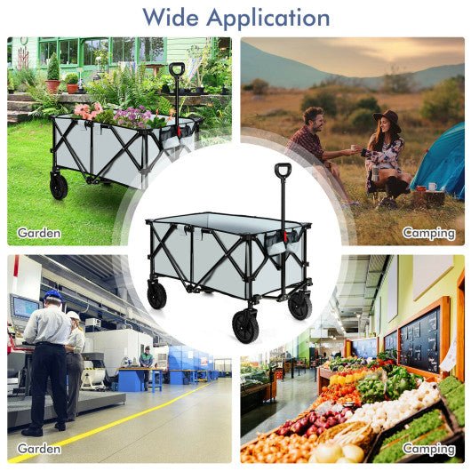  - Outdoor Folding Wagon Cart with Adjustable Handle and Universal Wheels - Outdoor Style Company