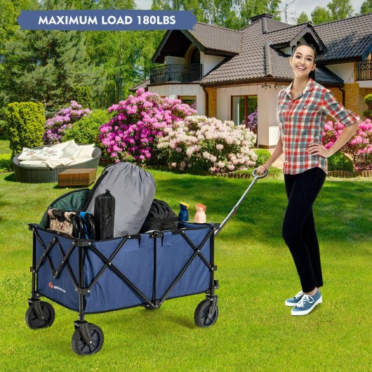  - Outdoor Folding Wagon Cart with Adjustable Handle and Universal Wheels - Outdoor Style Company