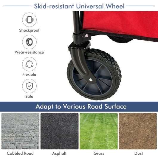  - Outdoor Folding Wagon Cart with Adjustable Handle and Universal Wheels - Outdoor Style Company