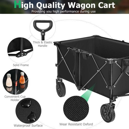  - Outdoor Folding Wagon Cart with Adjustable Handle and Universal Wheels - Outdoor Style Company