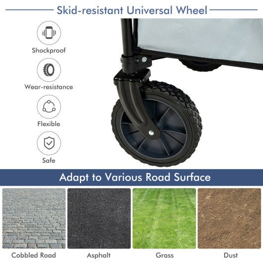  - Outdoor Folding Wagon Cart with Adjustable Handle and Universal Wheels - Outdoor Style Company