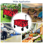  - Outdoor Folding Wagon Cart with Adjustable Handle and Universal Wheels - Outdoor Style Company