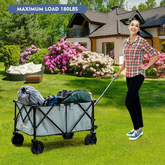  - Outdoor Folding Wagon Cart with Adjustable Handle and Universal Wheels - Outdoor Style Company