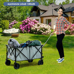  - Outdoor Folding Wagon Cart with Adjustable Handle and Universal Wheels - Outdoor Style Company