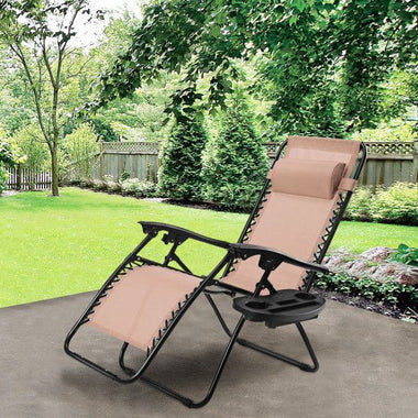  - Outdoor Folding Zero Gravity Reclining Lounge Chair with Utility Tray - Outdoor Style Company