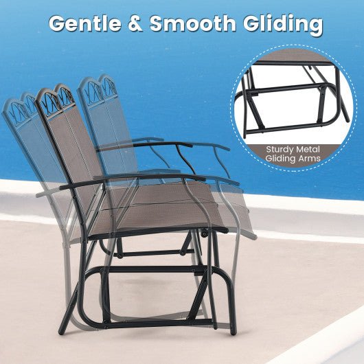  - Outdoor Gliding Loveseat Chair with Tempered Glass Coffee Table - 2 Pieces - Outdoor Style Company