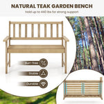  - Outdoor Indonesia Teak Wood Garden Bench 2 - Person with Backrest and Armrests - Outdoor Style Company