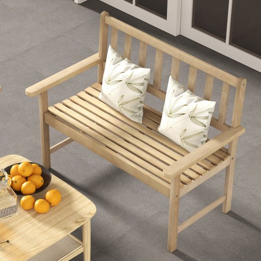  - Outdoor Indonesia Teak Wood Garden Bench 2 - Person with Backrest and Armrests - Outdoor Style Company