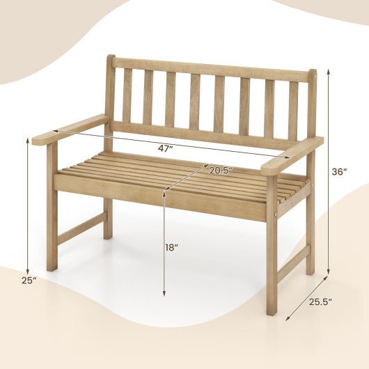  - Outdoor Indonesia Teak Wood Garden Bench 2 - Person with Backrest and Armrests - Outdoor Style Company