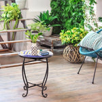  - Outdoor Indoor Steel Accent Plant Stand Cobalt Table - Outdoor Style Company