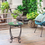  - Outdoor Indoor Steel Accent Plant Stand Cobalt Table - Outdoor Style Company