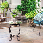  - Outdoor Indoor Steel Accent Plant Stand Cobalt Table - Outdoor Style Company