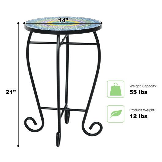  - Outdoor Indoor Steel Accent Plant Stand Cobalt Table - Outdoor Style Company