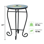  - Outdoor Indoor Steel Accent Plant Stand Cobalt Table - Outdoor Style Company