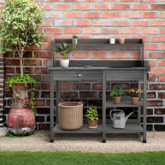  - Outdoor Lawn Patio Potting Bench Storage Table Shelf - Outdoor Style Company