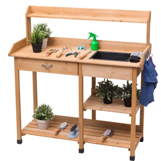  - Outdoor Lawn Patio Potting Bench Storage Table Shelf - Outdoor Style Company