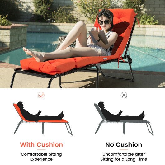  - Outdoor Lounge Chaise Cushion with String Ties for Garden Poolside - Outdoor Style Company