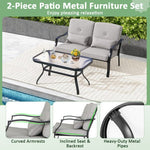  - Outdoor Loveseat Chair Set with Coffee Table and Seat Back Cushions - Outdoor Style Company