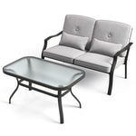  - Outdoor Loveseat Chair Set with Coffee Table and Seat Back Cushions - Outdoor Style Company