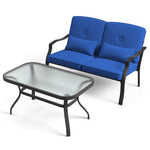  - Outdoor Loveseat Chair Set with Coffee Table and Seat Back Cushions - Outdoor Style Company