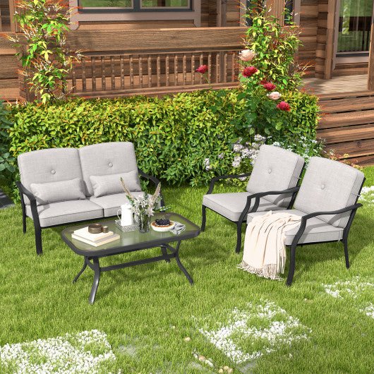  - Outdoor Loveseat Chair Set with Coffee Table and Seat Back Cushions - Outdoor Style Company