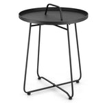  - Outdoor Metal Patio End Side Table Weather Resistant with Handle - Outdoor Style Company