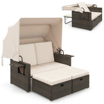  - Outdoor Patio Rattan Daybed with Retractable Canopy and Adjustable Backrests - Outdoor Style Company