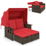  - Outdoor Patio Rattan Daybed with Retractable Canopy and Adjustable Backrests - Outdoor Style Company