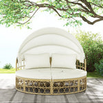  - Outdoor Patio Round Daybed with Retractable Canopy and Soft Cushions - Outdoor Style Company