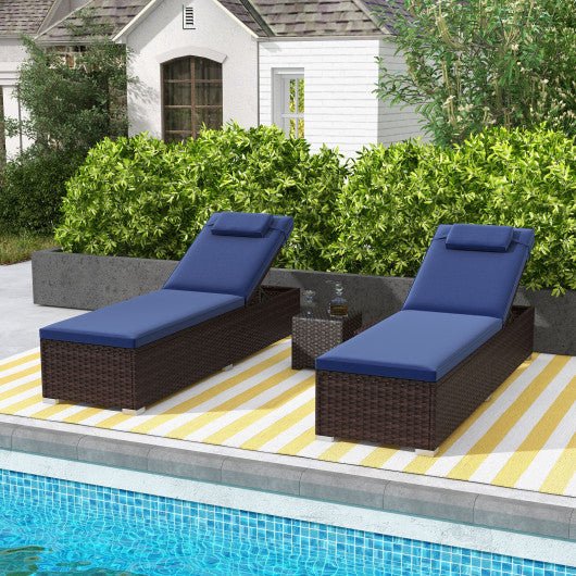  - Outdoor PE RattanChaise Lounge with 6 - level Backrest - Outdoor Style Company