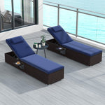  - Outdoor PE RattanChaise Lounge with 6 - level Backrest - Outdoor Style Company