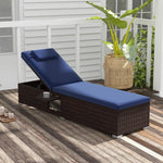  - Outdoor PE RattanChaise Lounge with 6 - level Backrest - Outdoor Style Company