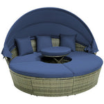  - Outdoor PE Wicker Round Daybed with Retractable Canopy and Cushions - Outdoor Style Company