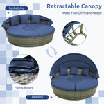  - Outdoor PE Wicker Round Daybed with Retractable Canopy and Cushions - Outdoor Style Company