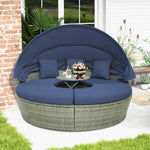  - Outdoor PE Wicker Round Daybed with Retractable Canopy and Cushions - Outdoor Style Company